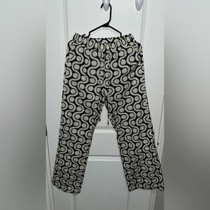 Zara Black and Cream Geometric Pants